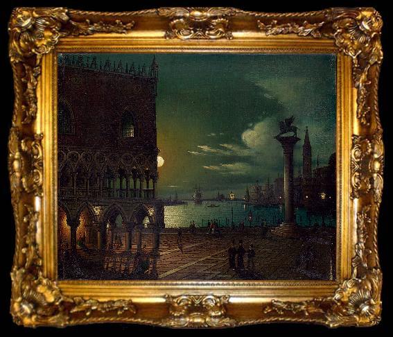 framed  Ippolito Caffi Markusplatz in Venedig im Mondlicht, ta009-2